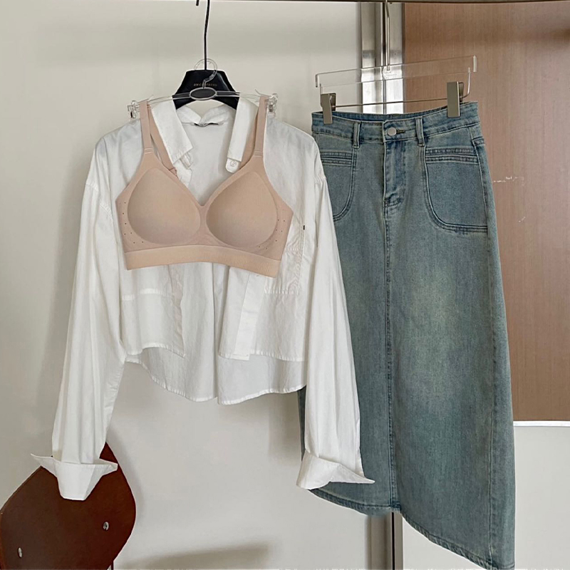 Milk Leather Bra. Sports Suspenders