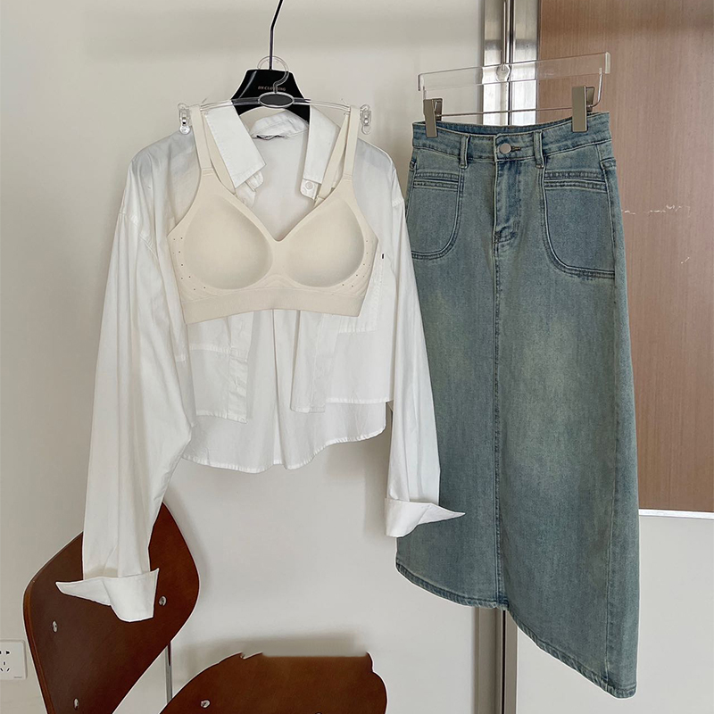 Milk Leather Bra. Sports Suspenders